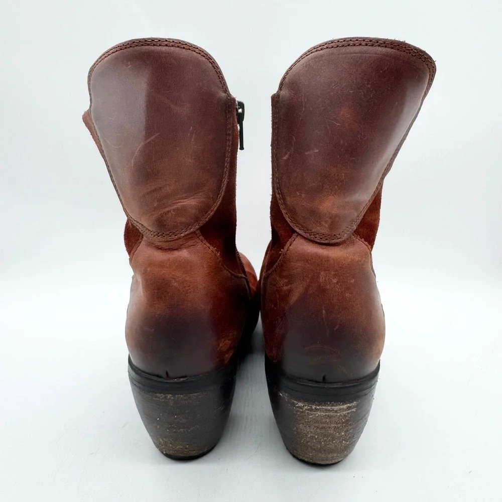 FLY LONDON Hota Suede Heeled Ankle Boots In Oilsu/Rug Brick Sz 40 Hippie Comfort